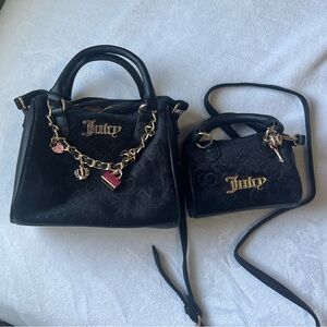 Juicy Couture Black Satchel Set with Gold Accents/Charms